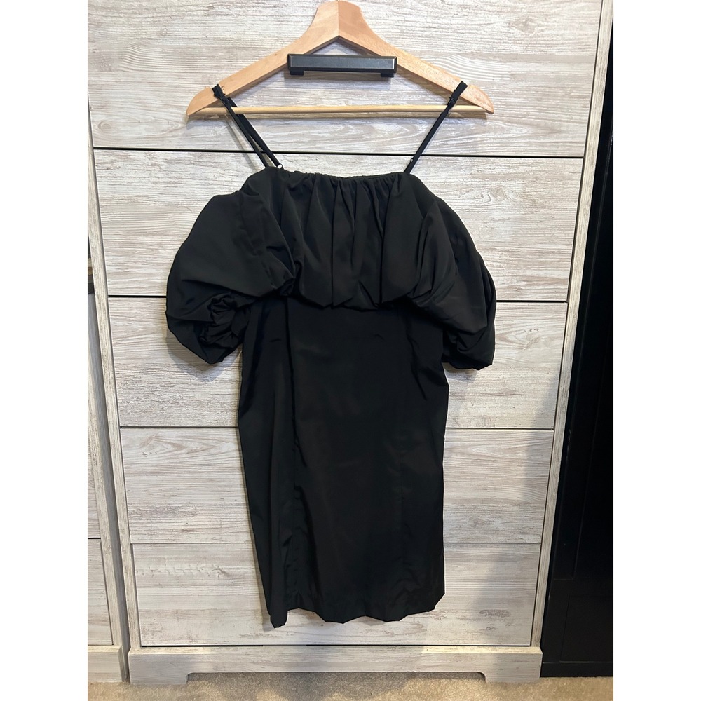 A New Day Black Off The Shoulder Puff Sleeve Mini Dress NWT Size 4 - Picture 2 of 6